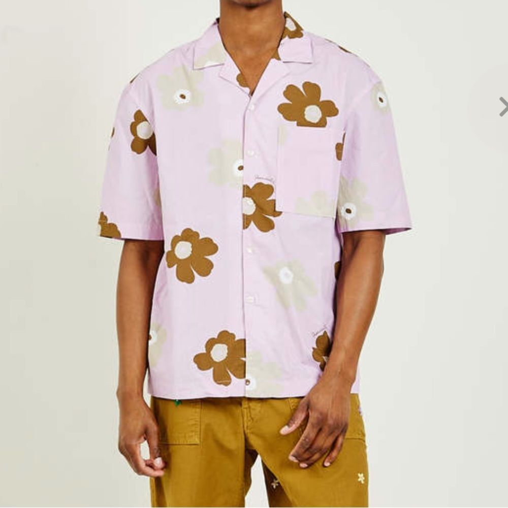 Men's Casual Short-Sleeve Button-Down Shirt - Lavender Floral